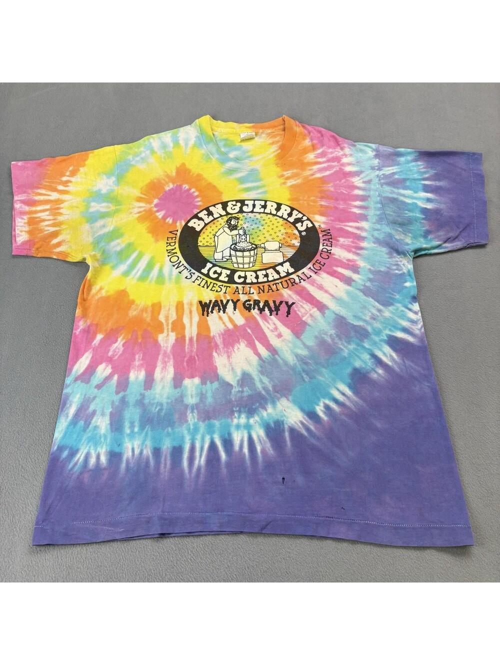 Vintage 90s Ben And Jerry’s Ice Cream Wavy Gravy T Shirt Size XL